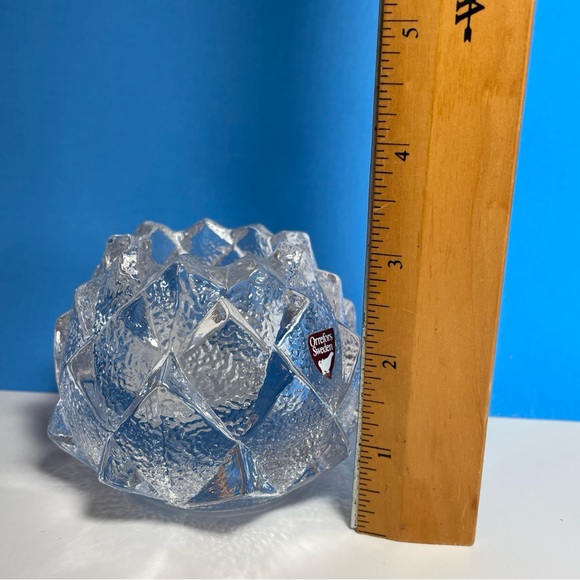 Orrefors Sweden Firefly Nimbus Crystal tealight candle holder, 3.5 inches high - Picture 9 of 10